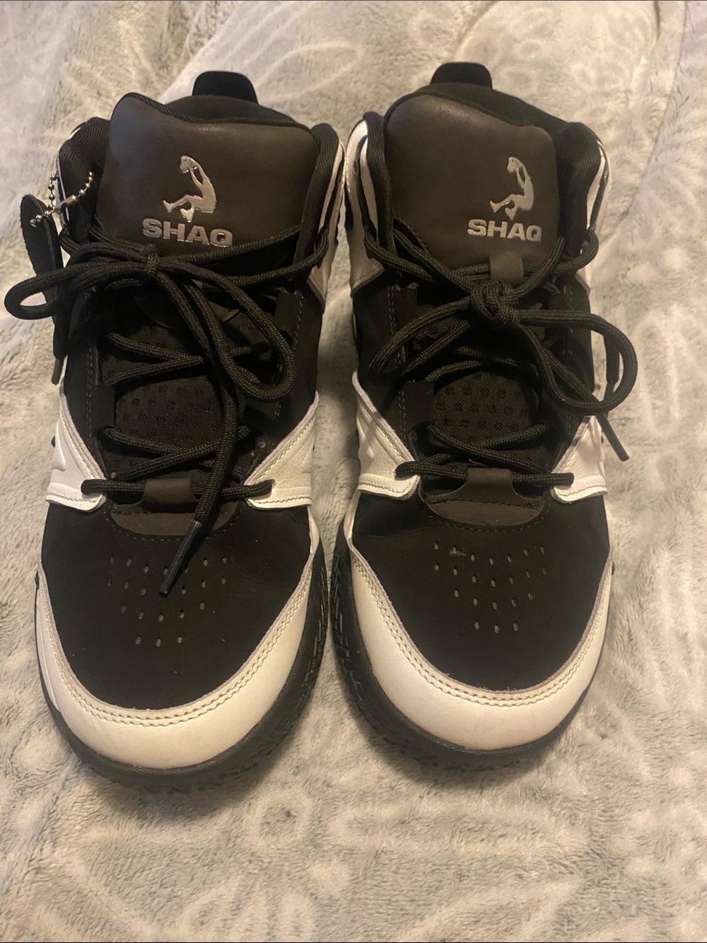 Reebok Shaq Black and White High-Top Athletic Sneakers